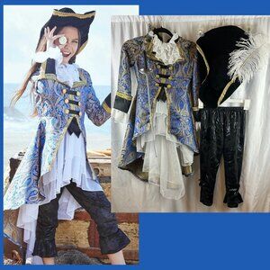 Chasing Fireflies Pirate Blue Brocade Costume for Girls